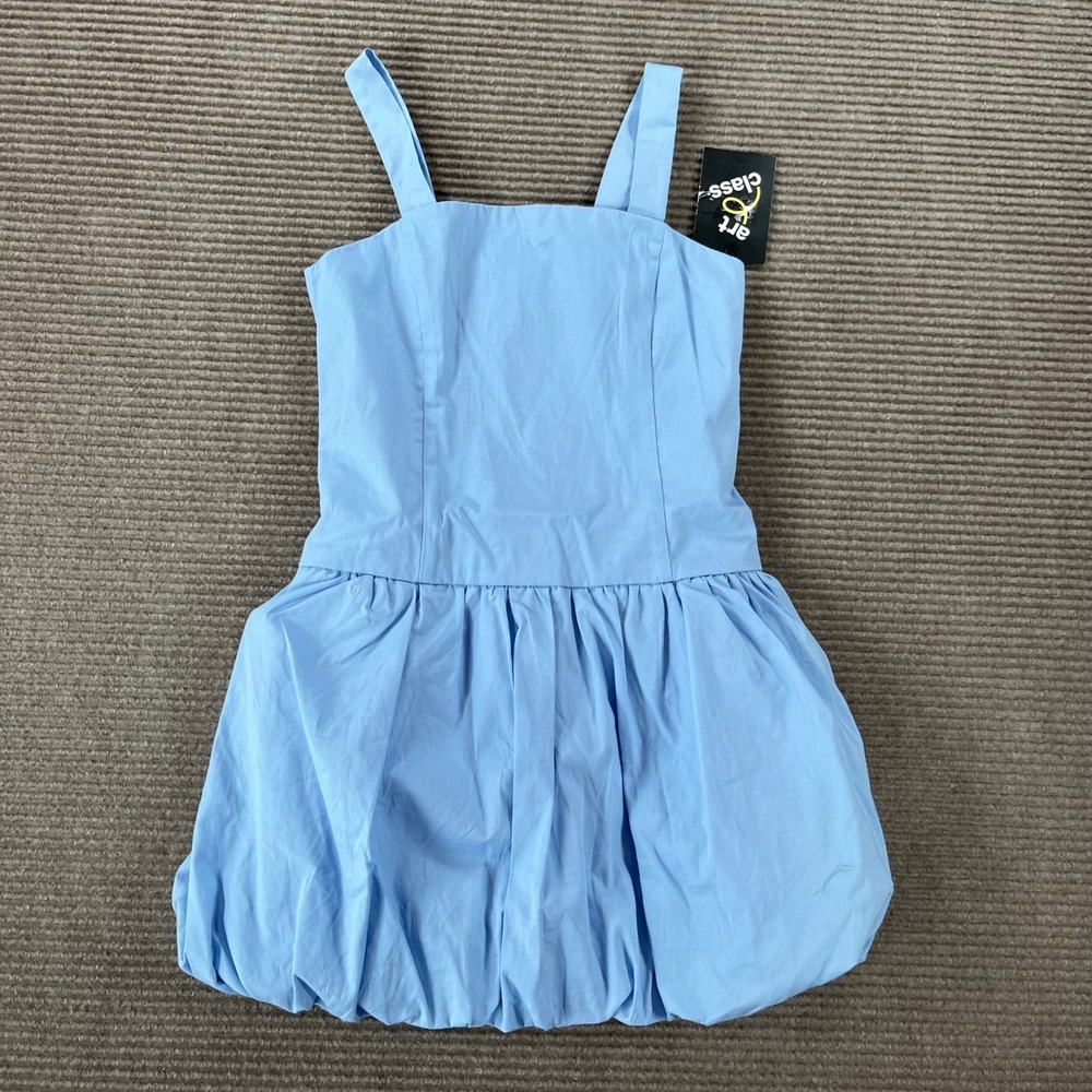 Art Class Girls Light Blue Cotton Smocked Back Bubble Hem Dress Size S 6/7 NWT